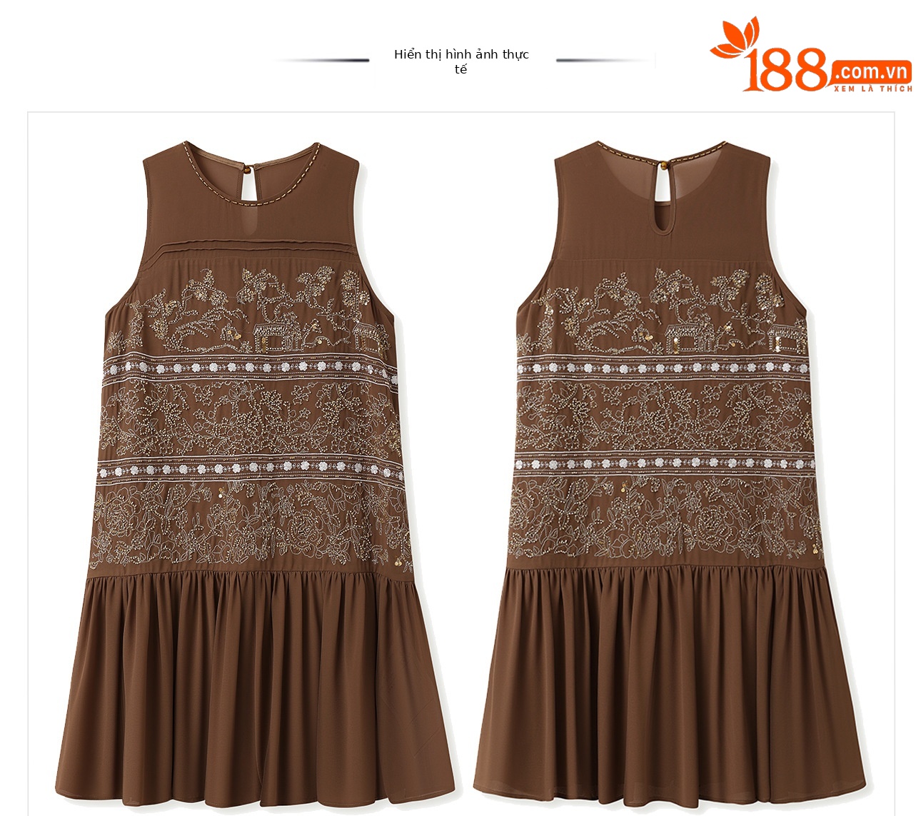 Đầm maxi nữ phong cách Trung Hoa thêu đính cườm retro mùa hè — Màu cà phê mẫu ngắn, Màu đen mẫu ngắn, Màu mơ mẫu ngắn, Màu đen dáng dài chi tiết 4