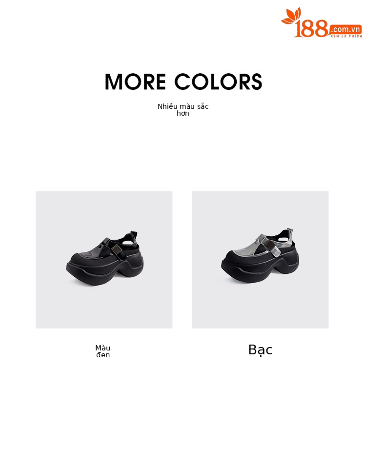 Sandal bít mũi đế dày da thật 2025 quai Velcro phong cách La Mã — Màu đen, Màu bạc chi tiết 3
