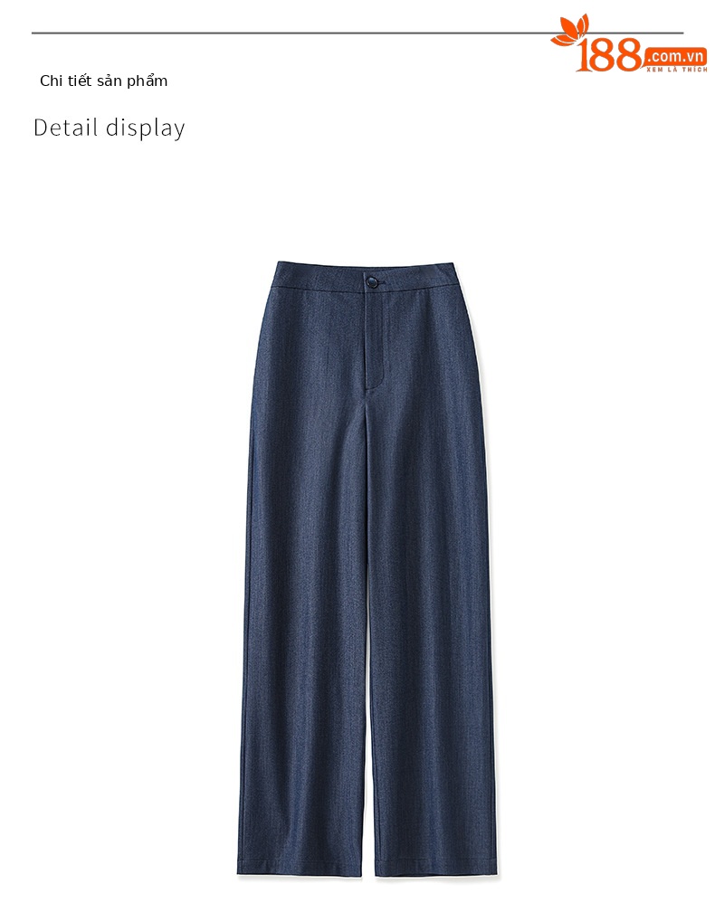 Quần culottes nữ ống rộng dáng suông vải mát lạnh — Màu xanh lam chi tiết 9