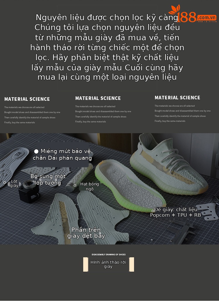 Giày thể thao dệt vải sneaker nữ đế dày phong cách sao trời — Thực sự bùng nổ thế hệ thứ 2 3 màu xám kaki gai chi tiết 1