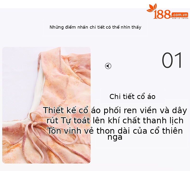 Đầm suông nữ midi in họa tiết mùa hè 2025 tôn dáng che thịt — Màu cam, Màu xanh lam chi tiết 7