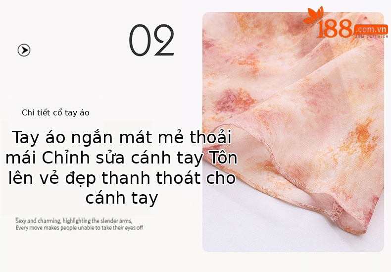 Đầm suông nữ midi in họa tiết mùa hè 2025 tôn dáng che thịt — Màu cam, Màu xanh lam chi tiết 8