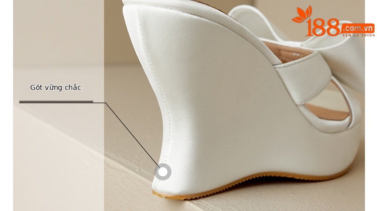 Sandal cao gót nữ quai chéo đế xuồng phong cách Trung cổ, nơ trang trí, gót 8 cm — Màu đen, Màu trắng sữa chi tiết 16