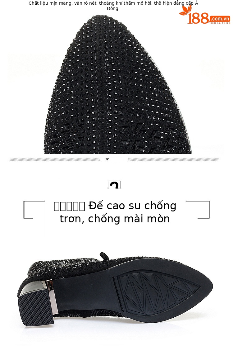 Boot nữ cổ thấp gót thô vải lưới thoáng khí mùa hè — Xám be chi tiết 4