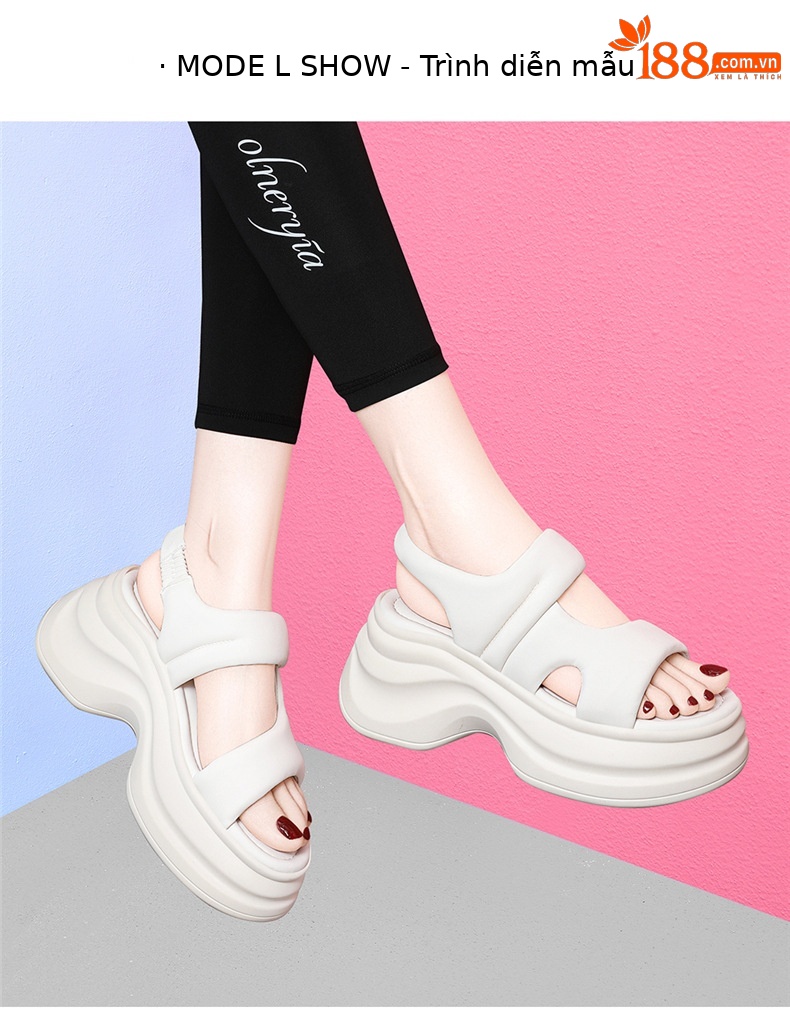 Dép sandal nữ đế xuồng cao 8 cm mùa hè 2025 phong cách đa năng — JST 7187 Trắng, JST 7187 màu đen chi tiết 9