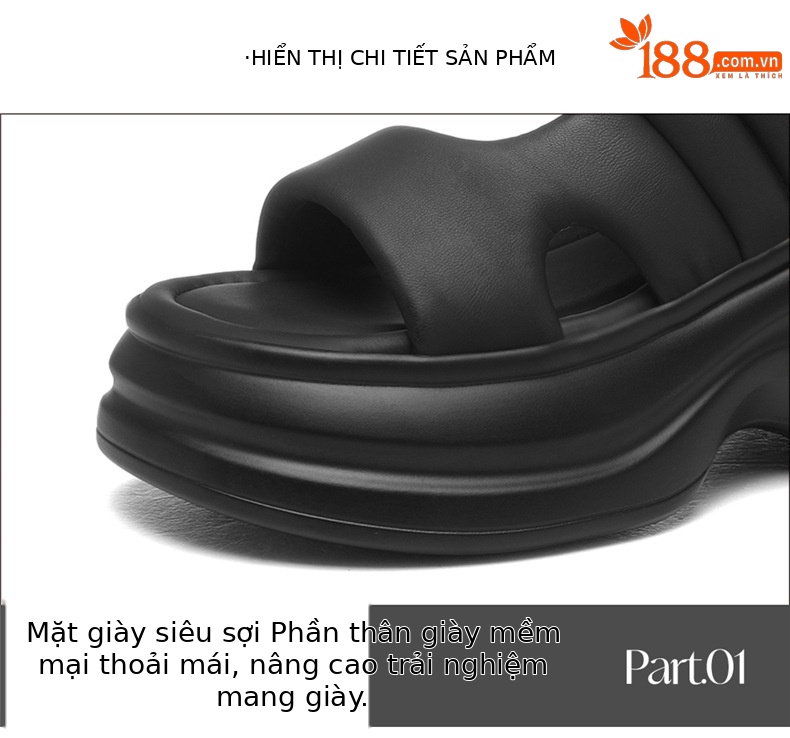 Dép sandal nữ đế xuồng cao 8 cm mùa hè 2025 phong cách đa năng — JST 7187 Trắng, JST 7187 màu đen chi tiết 14