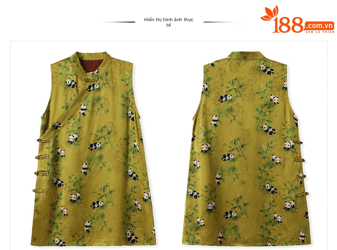 Áo vest cổ tre họa tiết gấu trúc phong cách Trung Hoa mới dành cho nữ — Màu vàng chi tiết 15