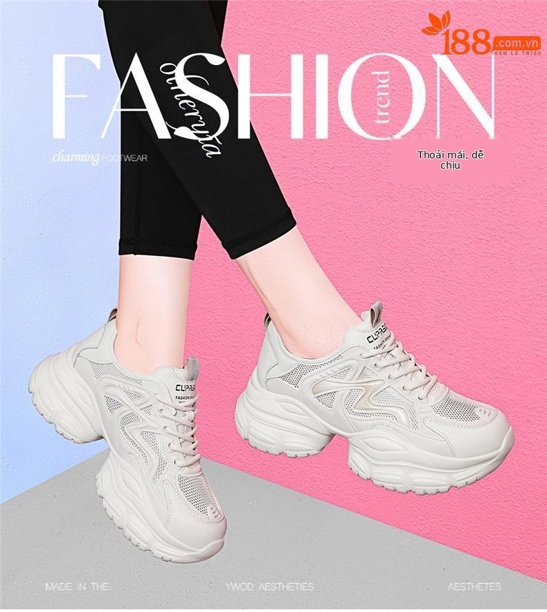 Giày sneaker nữ đế dày trắng mùa hè 2025 đế mềm thoáng khí — JST 1826-2 màu đen, JST 7142m bạc, JST 7009-1 xám xanh, JST 1826- 2m Trắng chi tiết 1