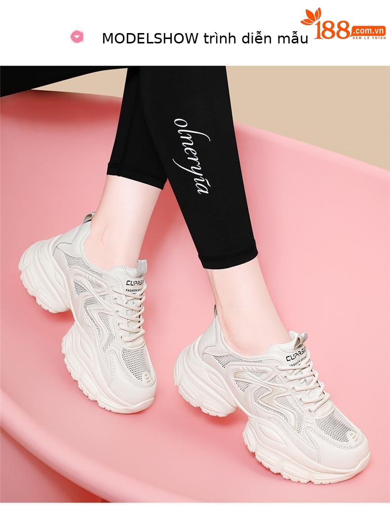 Giày sneaker nữ đế dày trắng mùa hè 2025 đế mềm thoáng khí — JST 1826-2 màu đen, JST 7142m bạc, JST 7009-1 xám xanh, JST 1826- 2m Trắng chi tiết 3