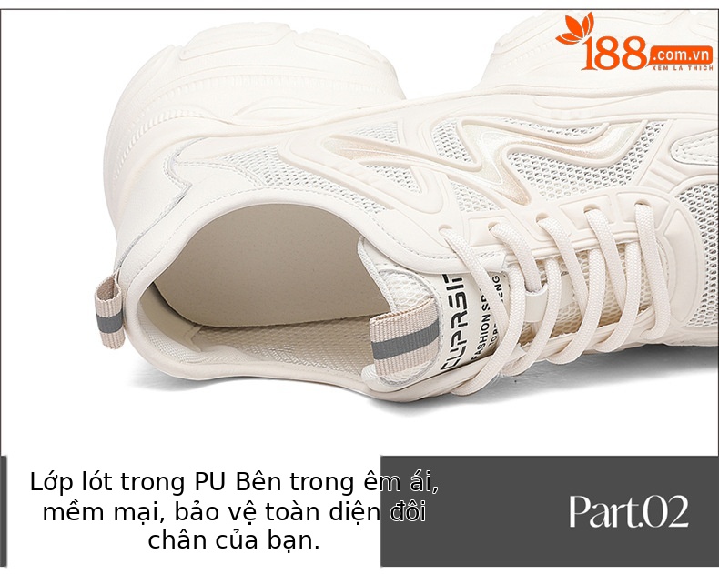 Giày sneaker nữ đế dày trắng mùa hè 2025 đế mềm thoáng khí — JST 1826-2 màu đen, JST 7142m bạc, JST 7009-1 xám xanh, JST 1826- 2m Trắng chi tiết 16