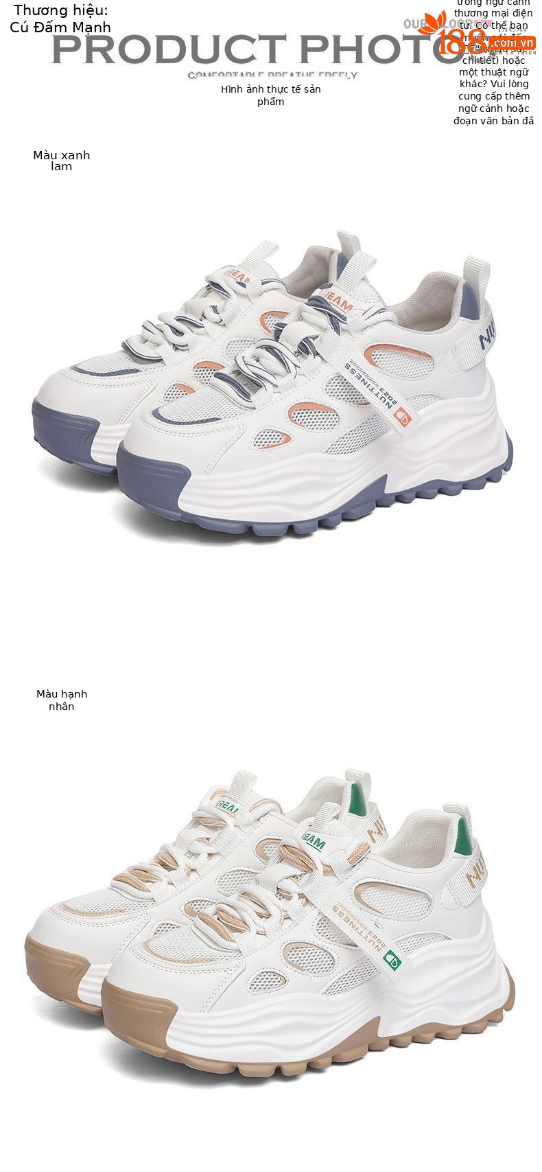Giày sneaker nữ đế dày da thật thoáng khí mùa hè 2025 — JST 1269 màu xanh, JST 1269 quả mơ, LJ 58098 màu xám, DH 58275-1 Xanh chi tiết 11