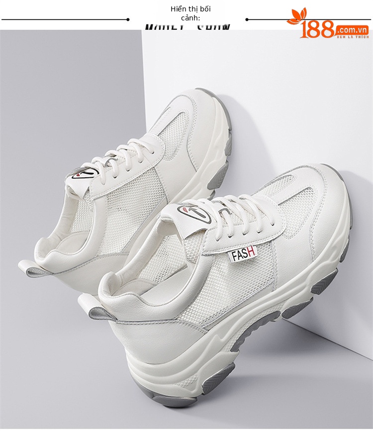 Giày sneaker nữ chunky đế dày lưới thoáng khí mùa hè 2025, gót 5 cm — DH 58316m gót xám cao 5cm, LJ 58098 màu xám, LJ 58098m màu, DH 58316 Màu trắng Chiều cao gót 5cm chi tiết 13