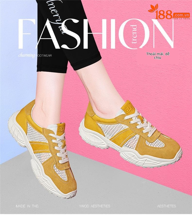 Giày thể thao nữ lưới thoáng khí cut-out mới 2025 — JST 7115 trái cây xanh, JST 7189 màu vàng, JST 7184m màu, JST 7216m màu chi tiết 1
