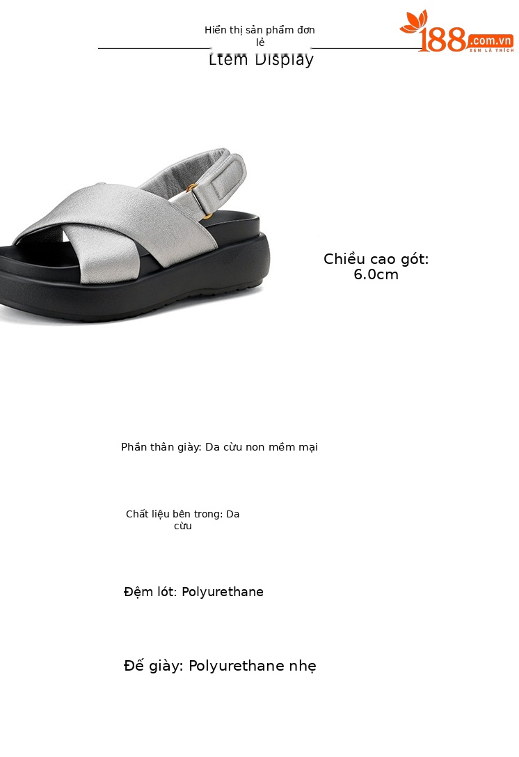 Dép sandal nữ đế xuồng quai hậu mùa hè mới thời trang, thoải mái, đa năng, đế dày, tăng chiều cao, kiểu dáng mở mũi — đen, bạc chi tiết 2