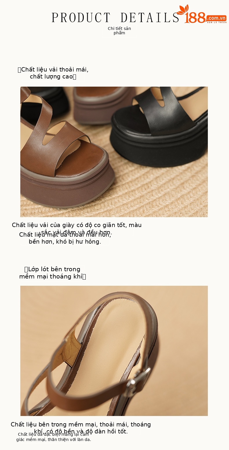 Sandal nữ đế xuồng 11cm quai ngang cổ điển hở mũi da thật — Màu vàng, Màu bạc chi tiết 7