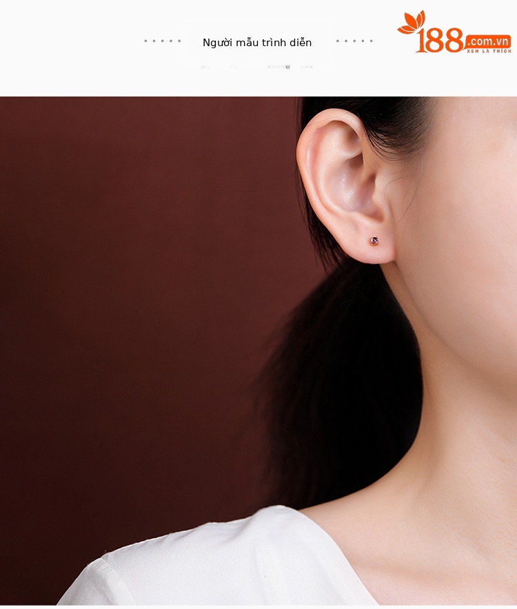 Bông tai bạc S925 đính đá thạch anh tím hạt tròn cổ điển — Kiểu màu bạc chi tiết 5