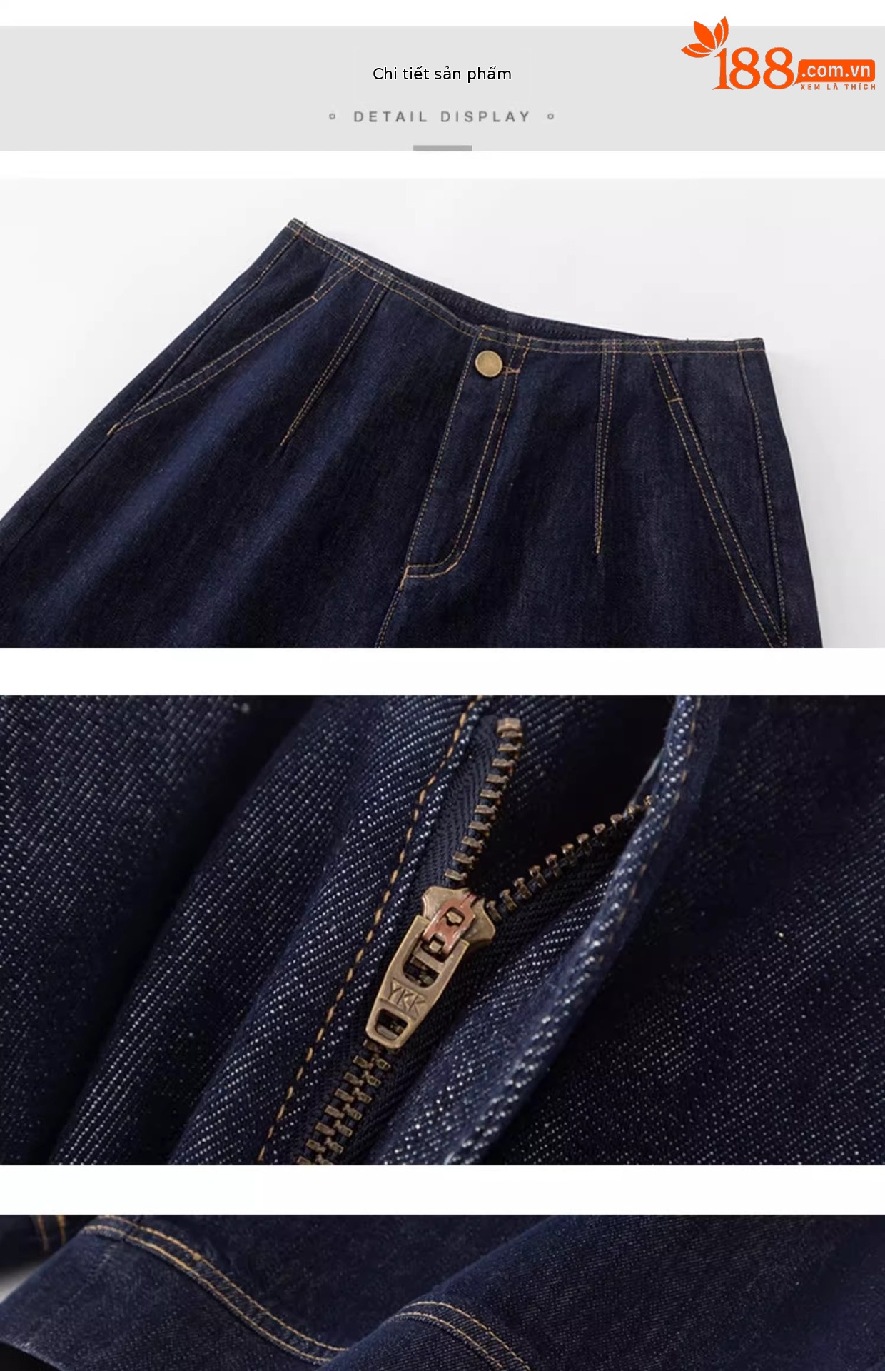 Quần short denim nữ dáng rộng ống suông mùa hè — Xanh denim chi tiết 7