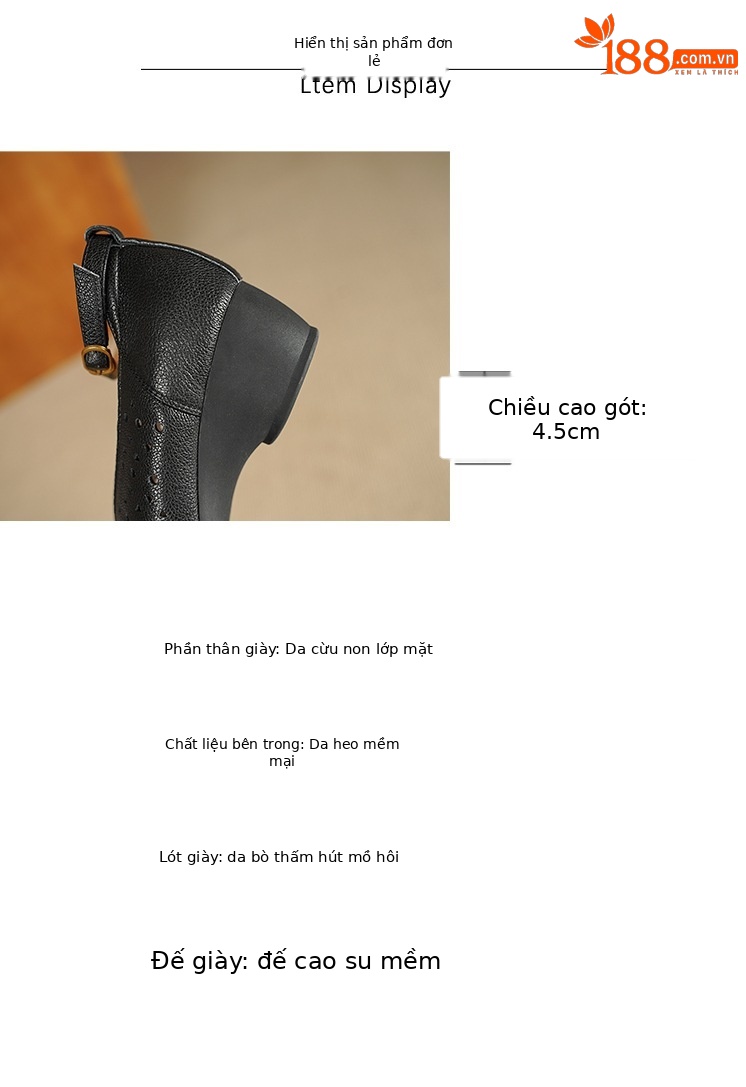 Sandal nữ mũi nhọn quai ngang gót trung bình phong cách retro thoáng khí — đen, mơ chi tiết 2