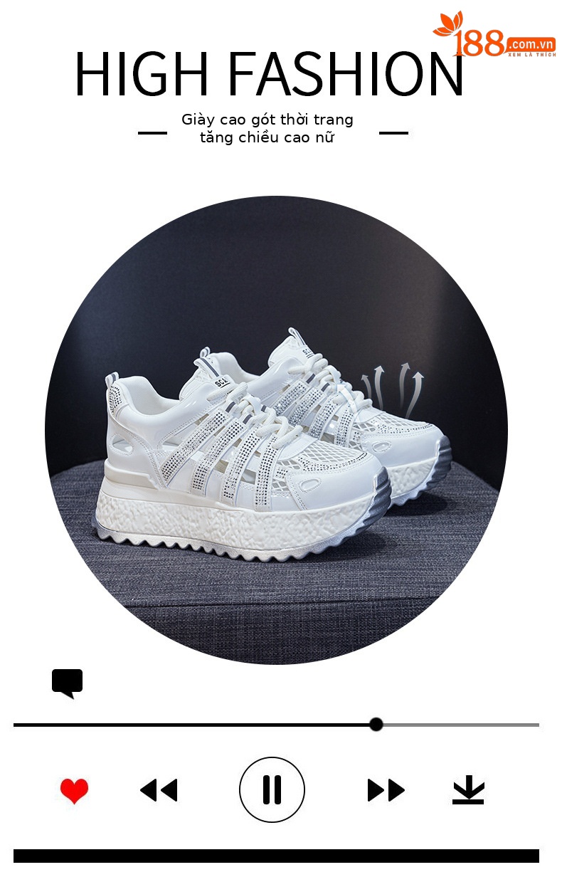 Giày sneaker chunky đế rỗng nữ mặt lưới thoáng khí đế dày mẫu mới mùa hè 2025 — M2865 màu tím, M2865 trắng ngọc trai chi tiết 5