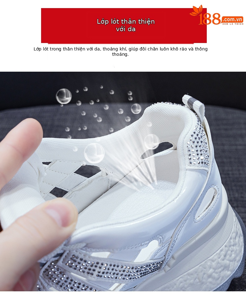 Giày sneaker chunky đế rỗng nữ mặt lưới thoáng khí đế dày mẫu mới mùa hè 2025 — M2865 màu tím, M2865 trắng ngọc trai chi tiết 8