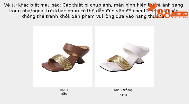 Dép xỏ ngón nữ mũi vuông cao gót thời trang mùa hè — nâu, Màu trắng nhạt chi tiết 2