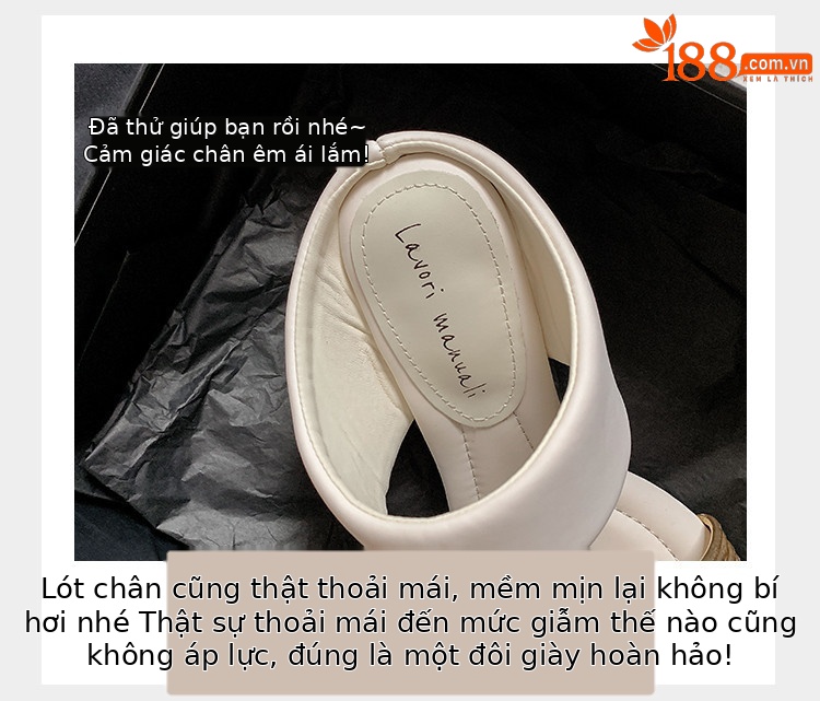 Dép xỏ ngón nữ mũi vuông cao gót thời trang mùa hè — nâu, Màu trắng nhạt chi tiết 6