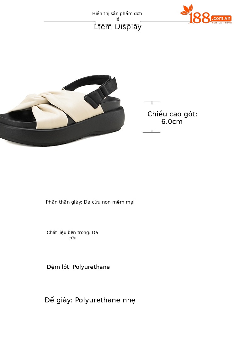 Sandal nữ hở mũi đế xuồng cao gót quai sau phối màu da thật — đen, Màu trắng nhạt chi tiết 2