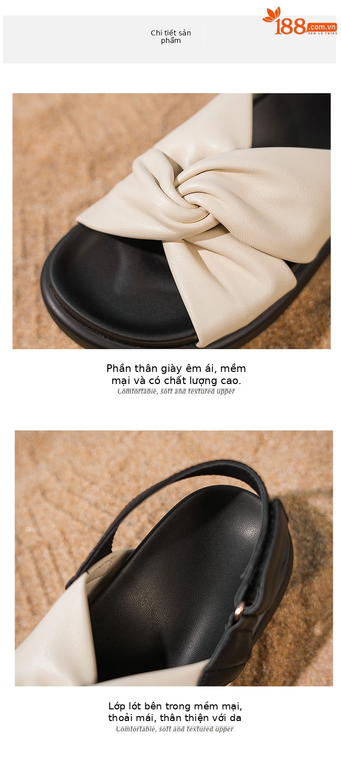 Sandal nữ hở mũi đế xuồng cao gót quai sau phối màu da thật — đen, Màu trắng nhạt chi tiết 12
