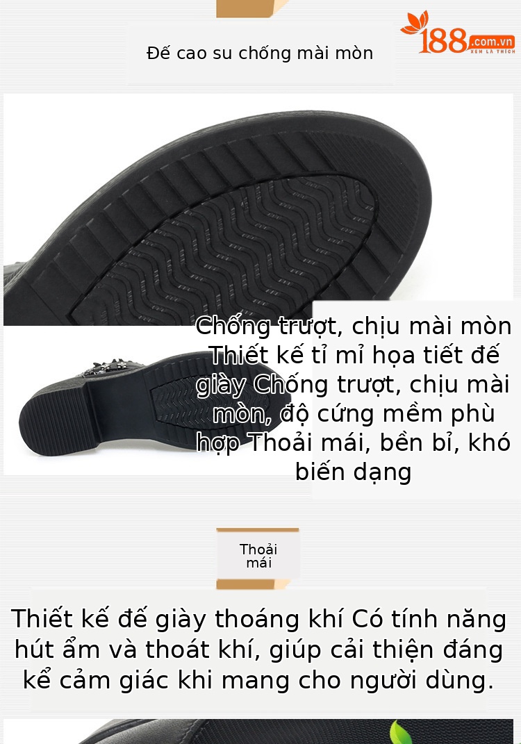 Boot lưới da thật cổ thấp gót giữa cho nữ — Trắng be (kiểu bao đầu) chi tiết 7