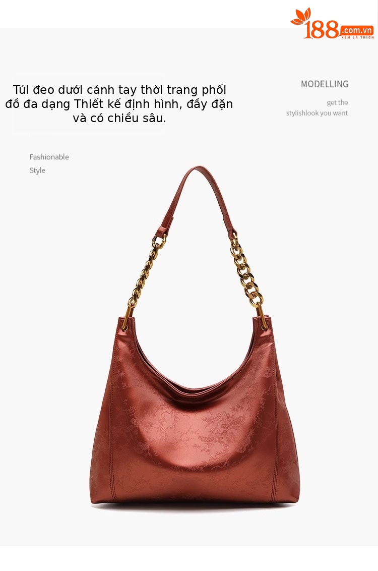 Túi tote da sáp dầu cao cấp đeo chéo cổ điển dung tích lớn chi tiết 5