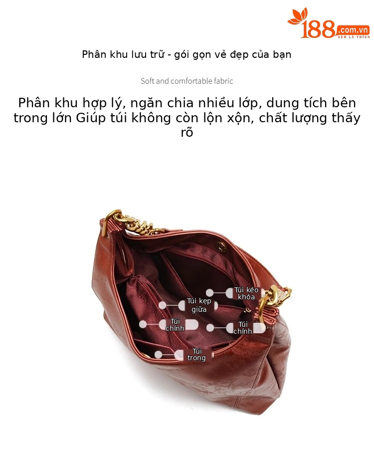 Túi tote da sáp dầu cao cấp đeo chéo cổ điển dung tích lớn chi tiết 8