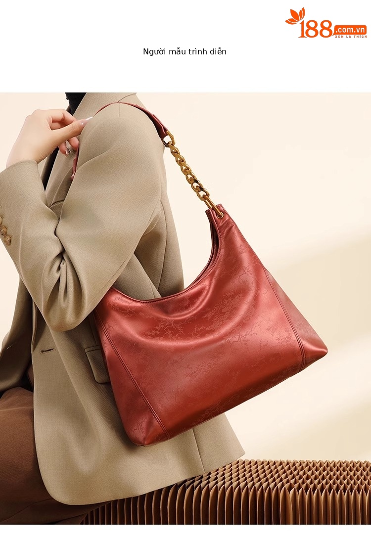 Túi tote da sáp dầu cao cấp đeo chéo cổ điển dung tích lớn chi tiết 9