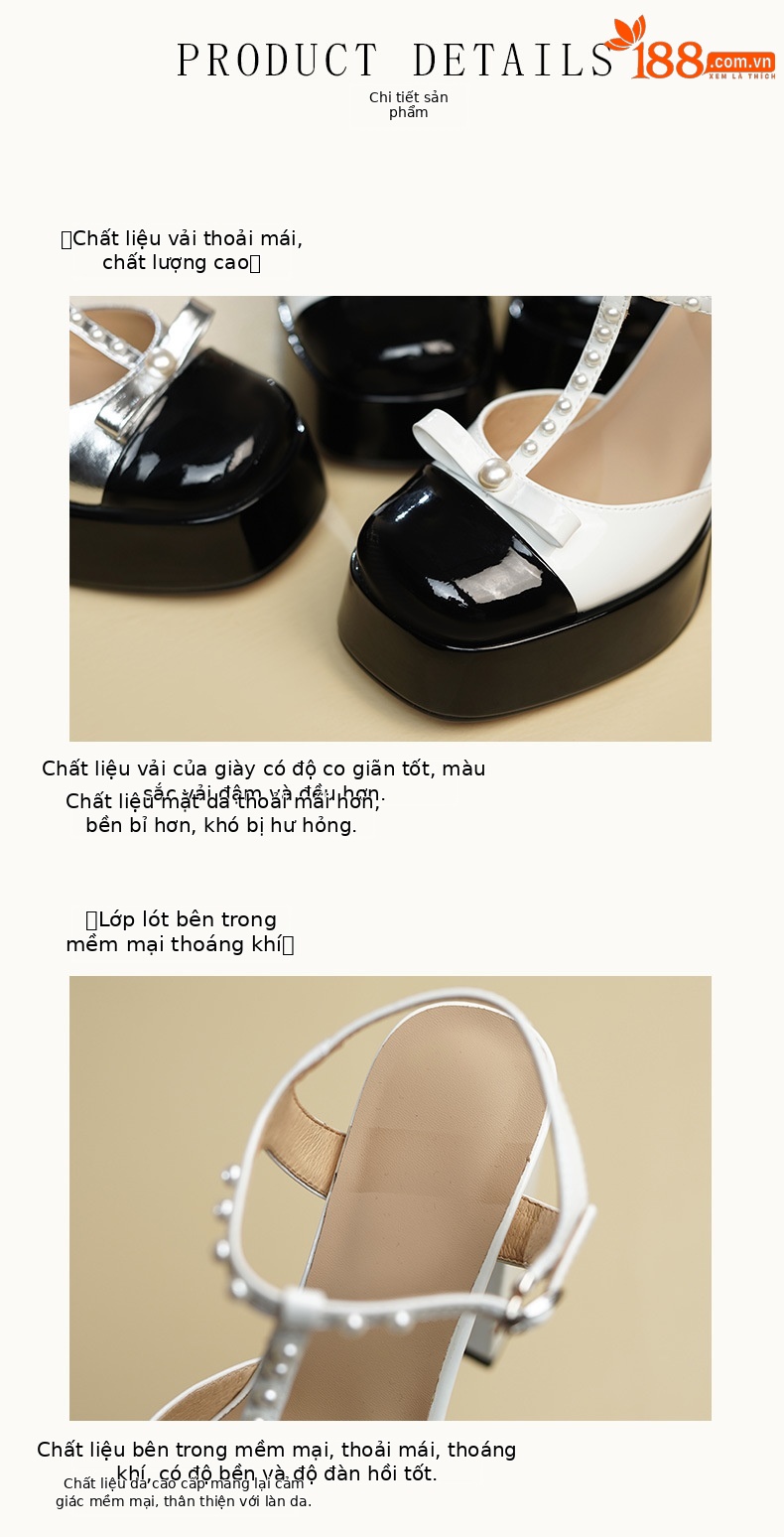 Sandal cao gót nữ mũi vuông phối màu nơ da, gót 12 cm — Màu trắng, Màu bạc chi tiết 7