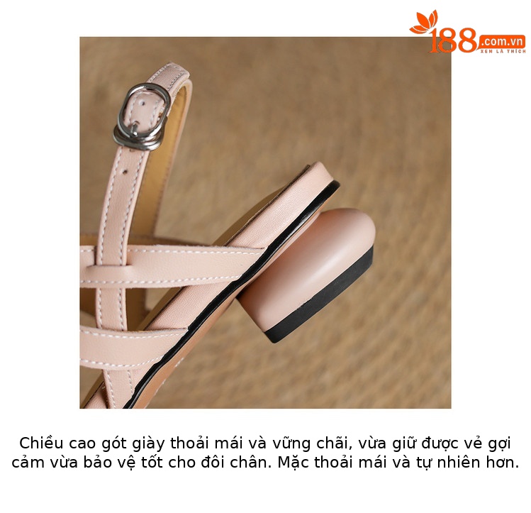 Sandal La Mã quai ngang kiểu dệt mùa hè, mũi tròn, gót dày — màu hồng, Màu trắng nhạt chi tiết 19