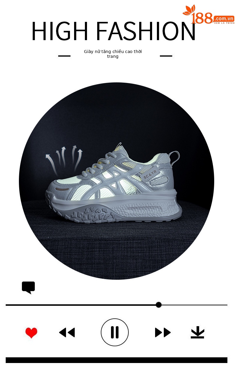 Giày sneaker nữ đế dày tăng chiều cao phong cách cổ điển mùa hè 2026 — M2875 màu be, M2875 Màu tím, M2875 màu vàng chi tiết 5