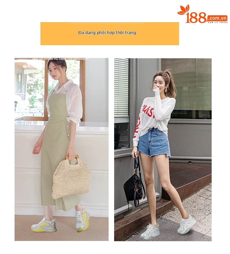 Giày sneaker nữ đế dày tăng chiều cao phong cách cổ điển mùa hè 2026 — M2875 màu be, M2875 Màu tím, M2875 màu vàng chi tiết 6
