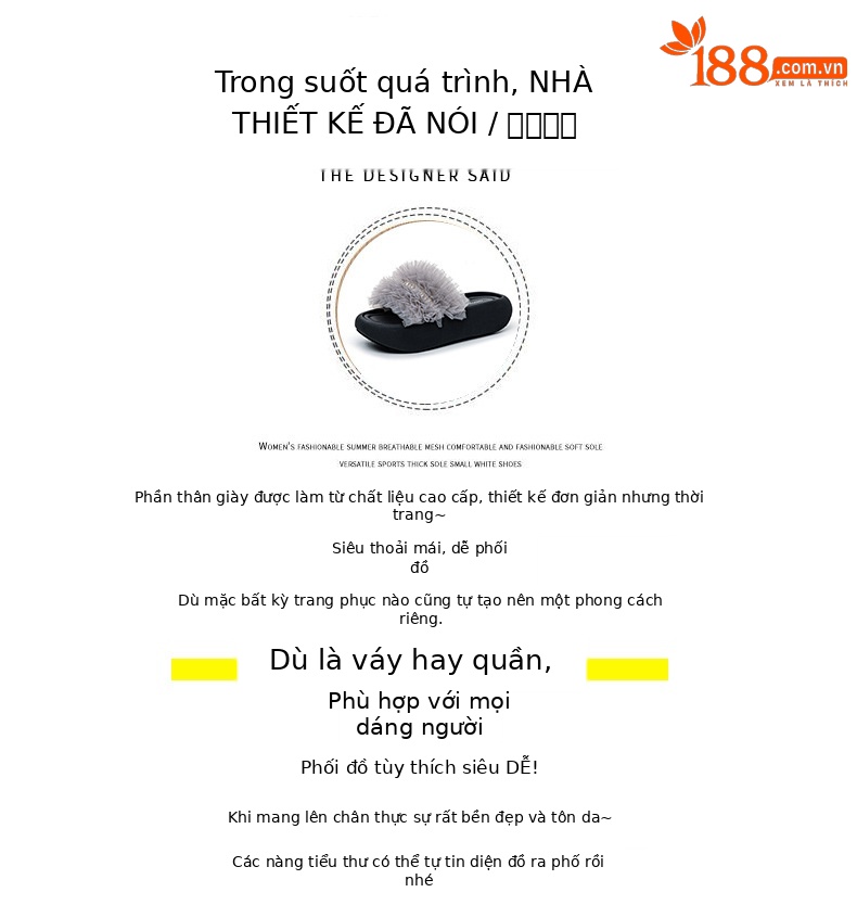 Dép lê nữ đế dày vải lưới viền ren đính đá quai chữ V — M2888 màu đen, M2888 màu be, M2888 màu xám chi tiết 4