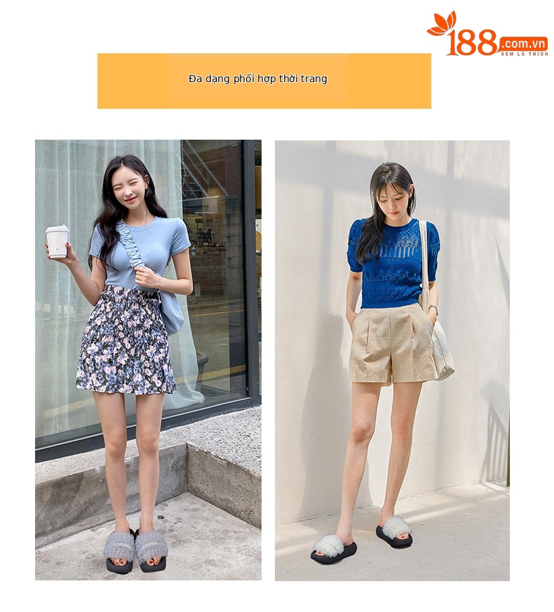 Dép lê nữ đế dày vải lưới viền ren đính đá quai chữ V — M2888 màu đen, M2888 màu be, M2888 màu xám chi tiết 6