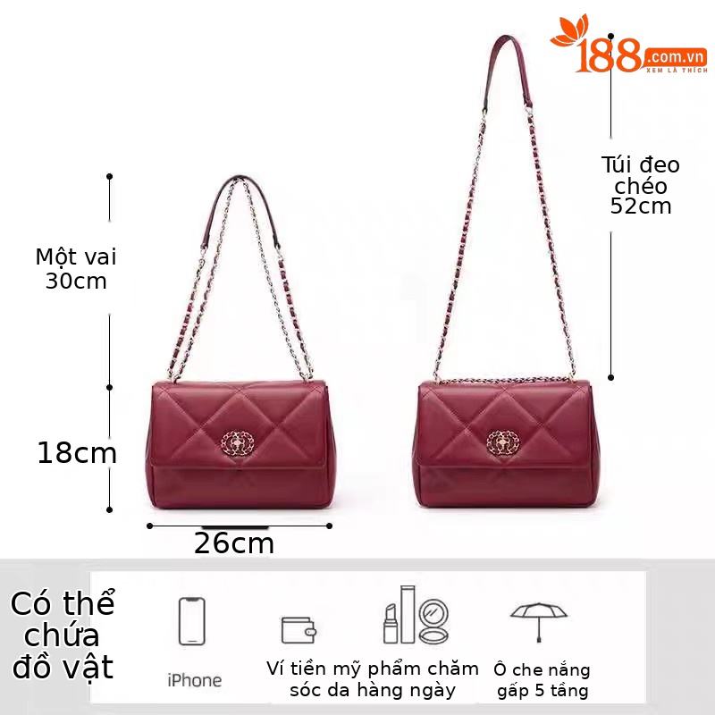 Túi đeo chéo dây xích nữ dung tích lớn phong cách cao cấp cho cô dâu