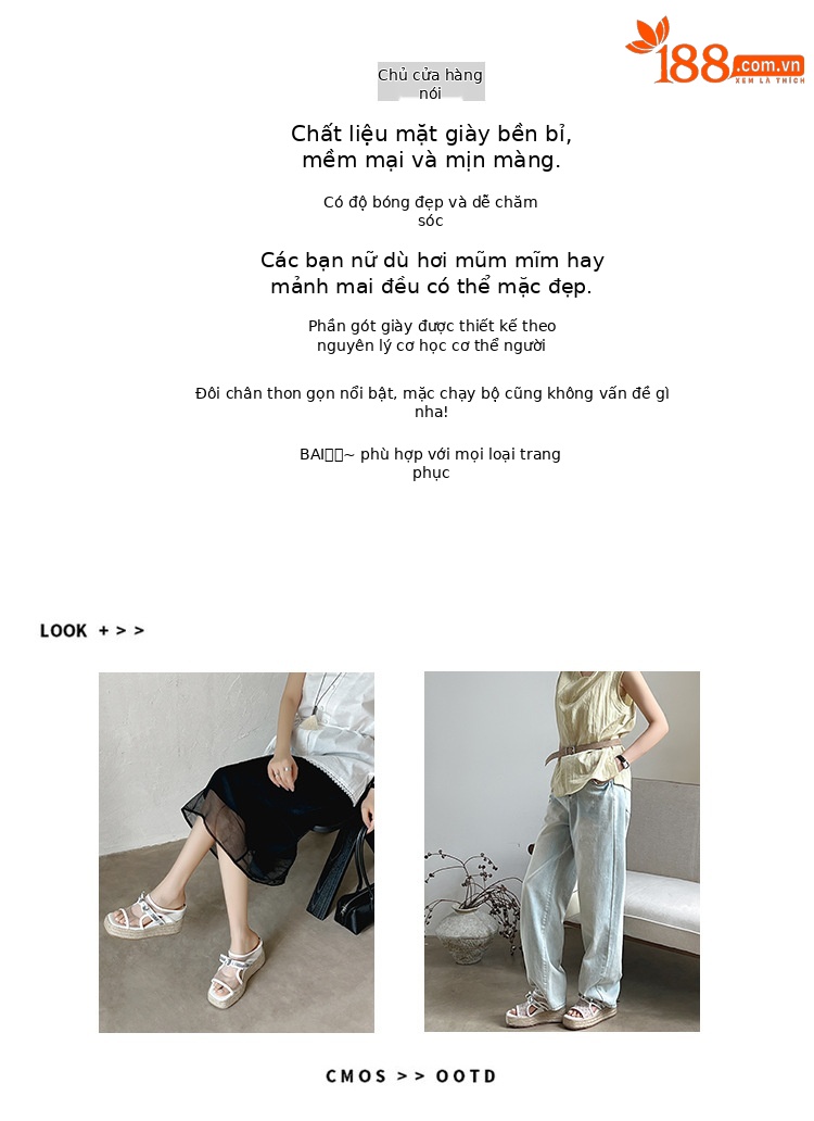 Sandal hở mũi nữ đế xuồng lưới chấm bi gót độn cao 2025 — Chấm bi trắng, Màu trắng chi tiết 1