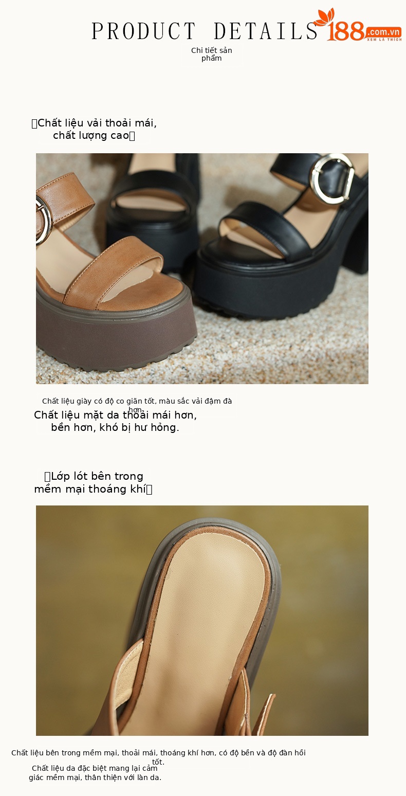Sandal cao gót nữ da thật 13cm đế dày hở mũi quai ngang gót thô — Màu đen, Màu mơ chi tiết 7