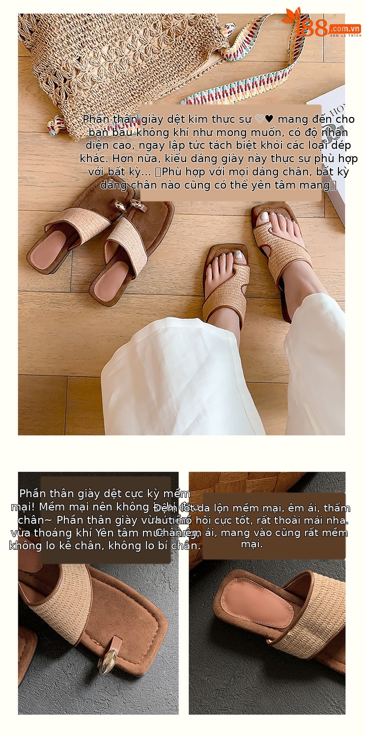 Dép sandal xỏ ngón nữ gót vuông mũi vuông phối màu thời trang — Kiểu dây buộc, Phong cách đơn giản chi tiết 3