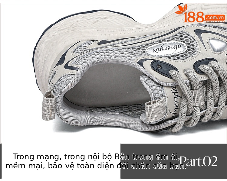 Giày sneaker nữ chunky đế dày lưới thoáng khí 2025 — Lưới đôi mùa xuân thu J7009-KAY màu xanh xám, Lưới đơn màu be J7009-1KAY phong cách mùa hè, Lưới đôi mùa xuân thu J7009-KAY màu be, Lưới đơn màu xanh xám J7009-1KAY phong cách mùa hè chi tiết 14