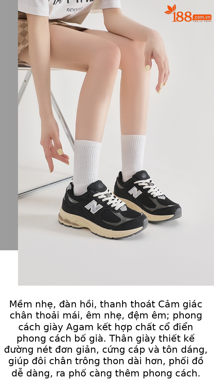 Giày thể thao Balance Cool Running Classic 2002R thoáng khí, dễ phối đồ — Gạo đen 2002R chi tiết 7