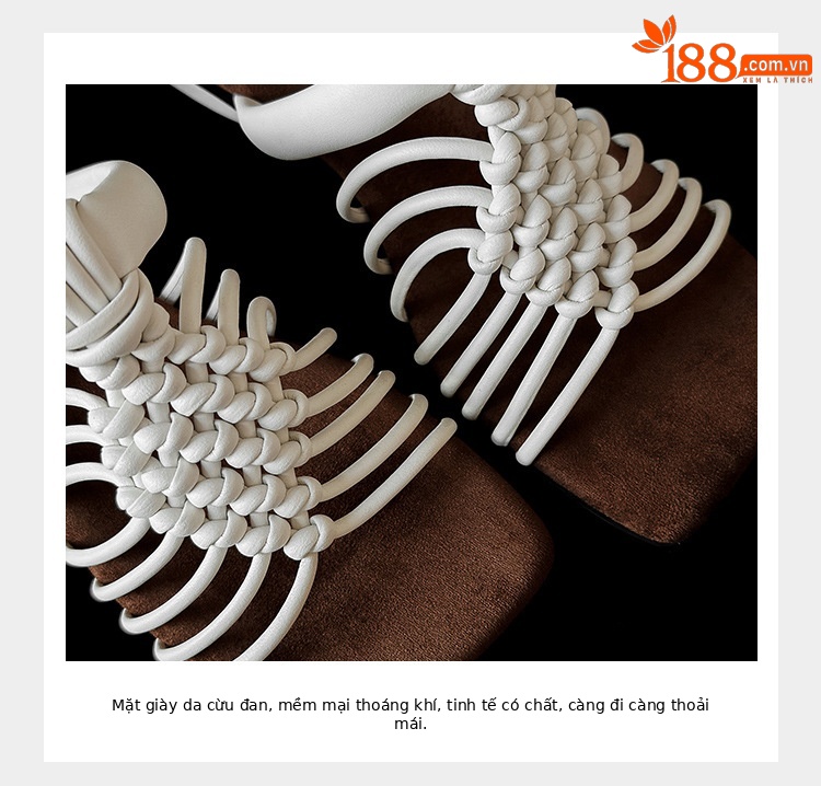 Dép sandal nữ quai chữ V đan tay thoáng khí, đế dày mềm chống trượt — màu be, bạc chi tiết 7