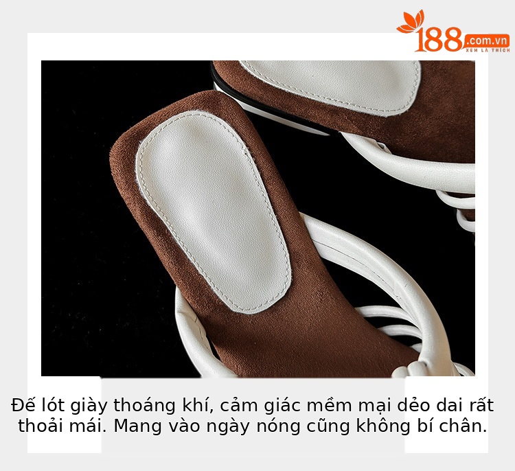 Dép sandal nữ quai chữ V đan tay thoáng khí, đế dày mềm chống trượt — màu be, bạc chi tiết 8