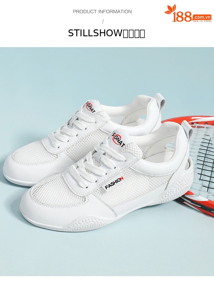 Giày sneaker nữ da thật trắng lưới thoáng khí đế mỏng mùa hè 2025 — Gạo xám L1070KAY, TrắngL1070KAY chi tiết 8