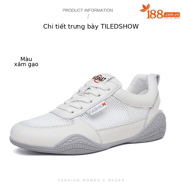 Giày sneaker nữ da thật trắng lưới thoáng khí đế mỏng mùa hè 2025 — Gạo xám L1070KAY, TrắngL1070KAY chi tiết 18