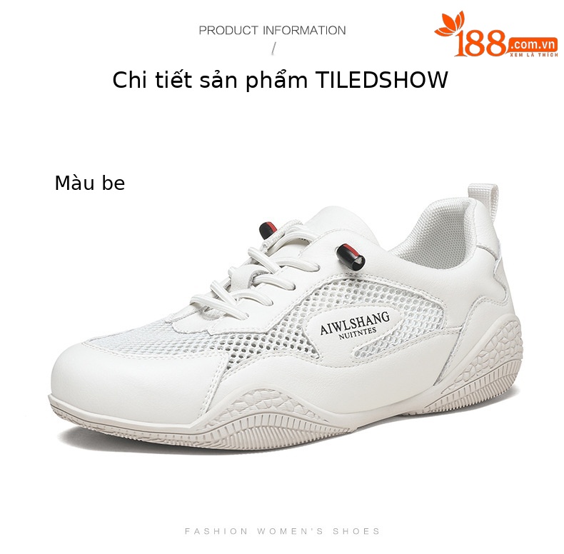 Giày sneaker nữ da thật trắng đế mỏng lưới thoáng khí mùa hè 2025 — Màu be L58109KAY, TrắngL58109KAY chi tiết 17
