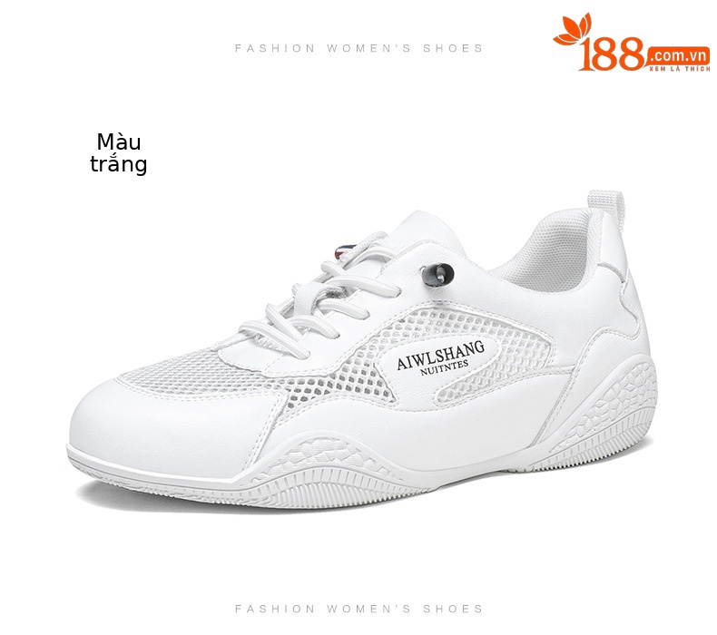 Giày sneaker nữ da thật trắng đế mỏng lưới thoáng khí mùa hè 2025 — Màu be L58109KAY, TrắngL58109KAY chi tiết 19